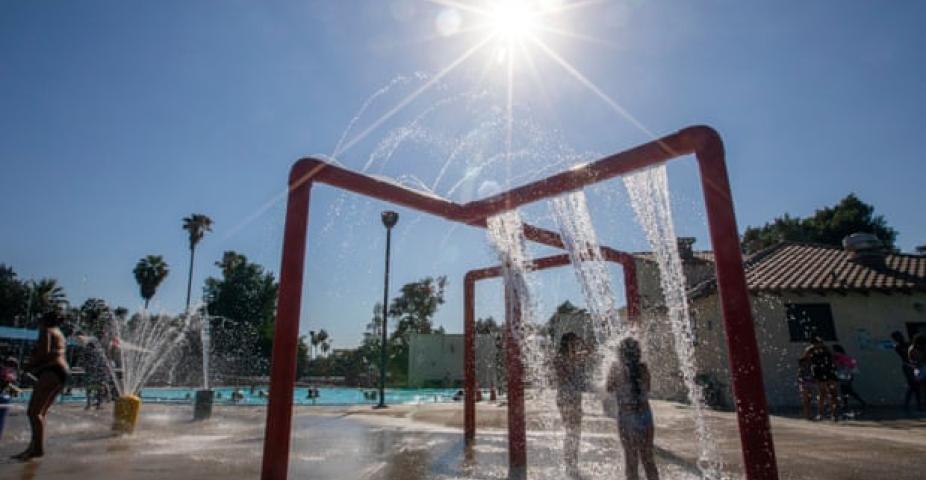 A swimming pool in San Bernardino in June