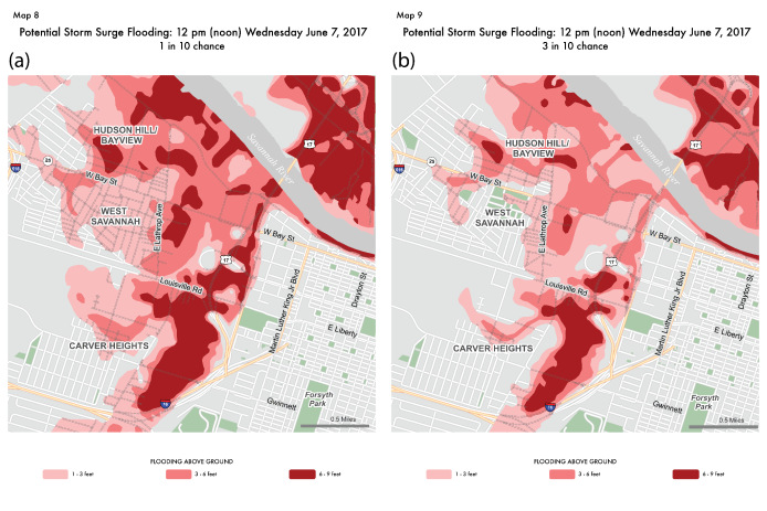 Local-scale maps illustrating uncertainty in the forecast. 