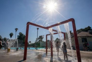 A swimming pool in San Bernardino in June