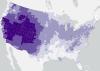 Map of the US depicting air quality index at the county level with different shades of color